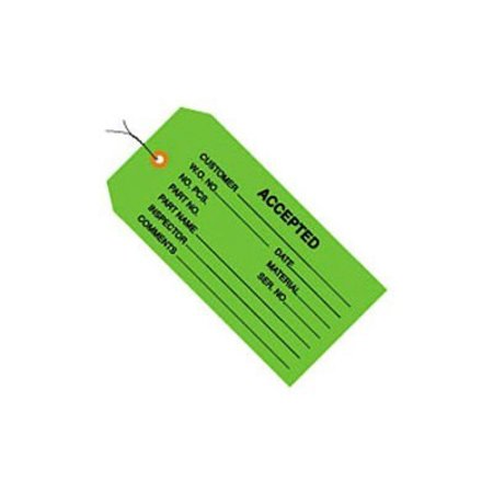 BOX PACKAGING Global Industrial„¢ Inspection Tag "Accepted", Pre Wired#5, 4-3/4"L x 2-3/8"W, Green, 1000/Pk G20023